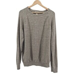 L.L. Bean Mens Sweater XL Organic‎ Cotton Crewneck Raglan Knit Pullover Beige